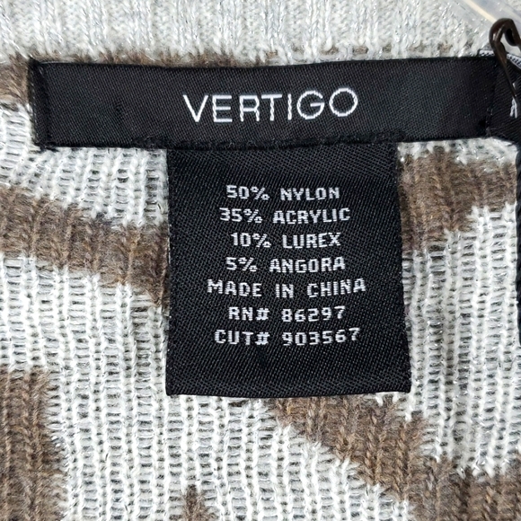 VERTIGO Brown Gray Animal Print Waterfall Cardigan Sweater M  NWT - Picture 7 of 11